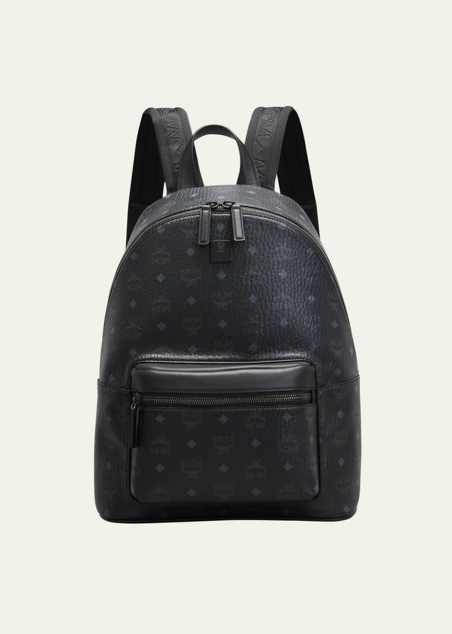 MCM Men's Logo Monogram Medium Leather Backpack