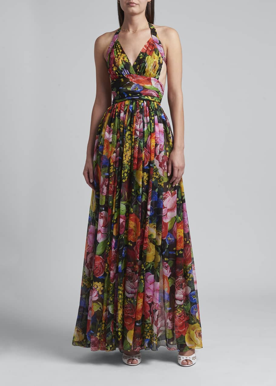 Dolce&Gabbana Floral-Print Halter Chiffon Gown - Bergdorf Goodman