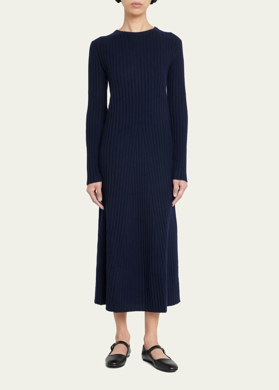 Lisa Yang Samantha Cashmere Ribbed Midi Dress - Bergdorf Goodman