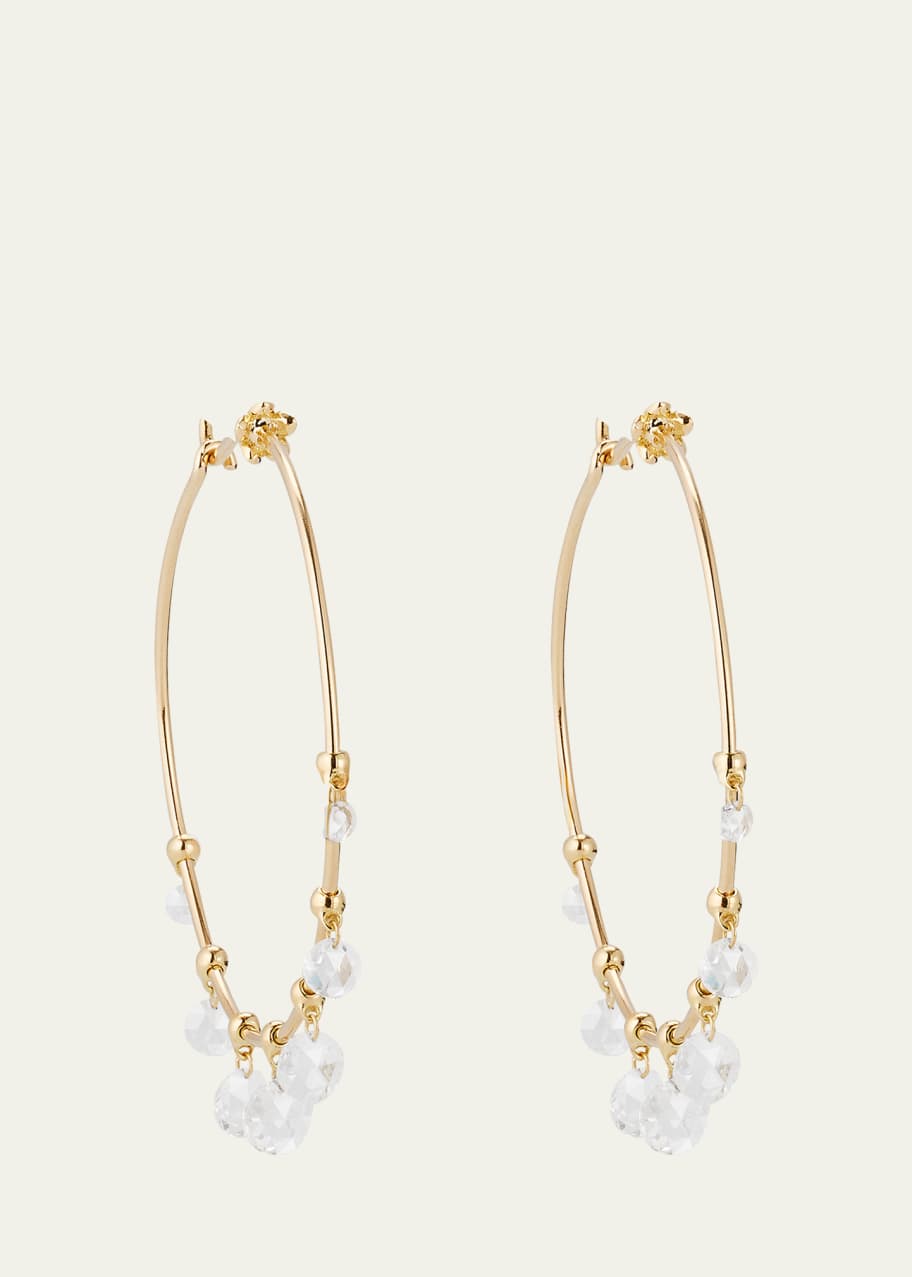 Image 1 of 1: 18k Yellow Gold Wind Chime Diamond Hoop Earrings