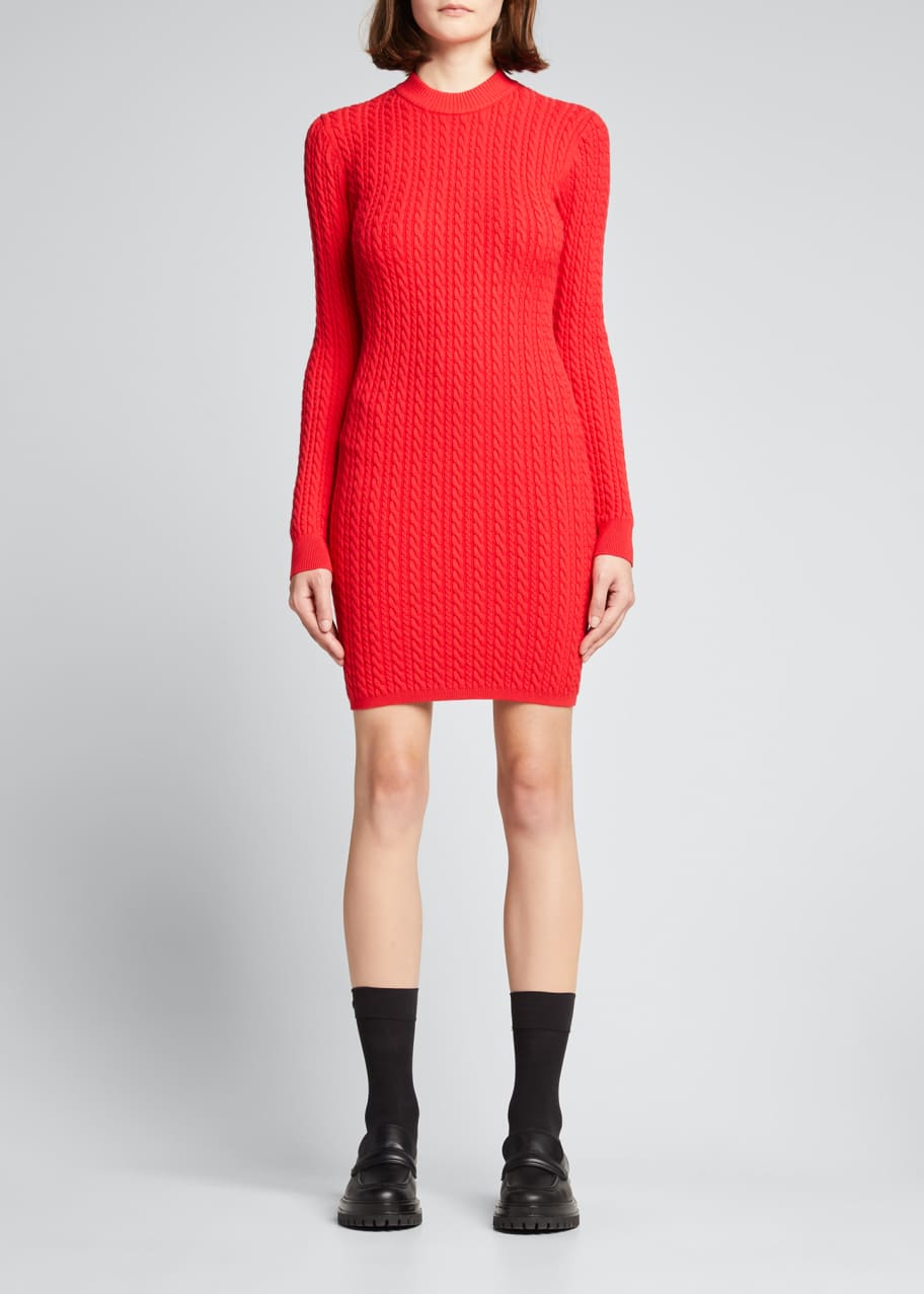 cable knit mini dress Rori Cable Knit Mini Dress-Burnt Brown L
