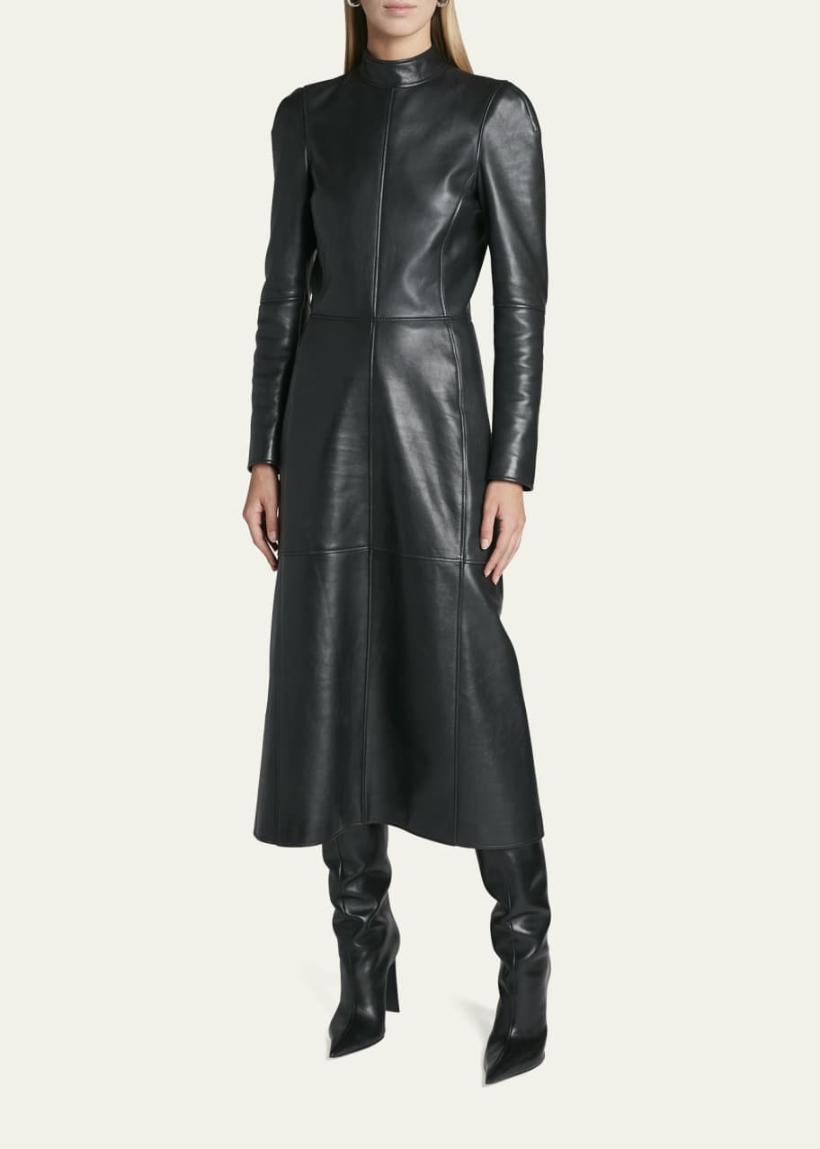 Balenciaga Anatomic Contoured Leather Midi Dress Bergdorf Goodman