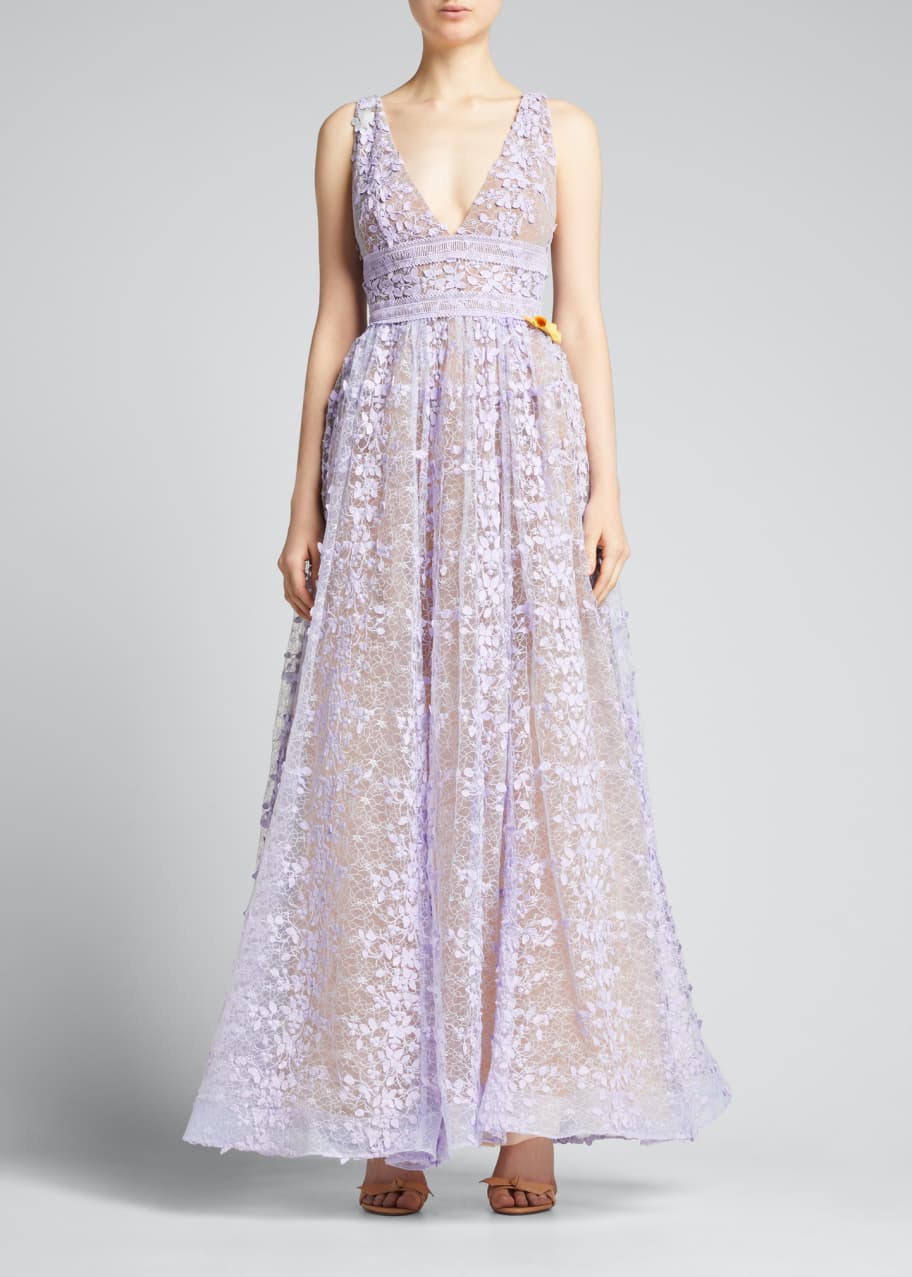 Bronx and Banco Megan V-Neck Lace Maxi Dress - Bergdorf Goodman