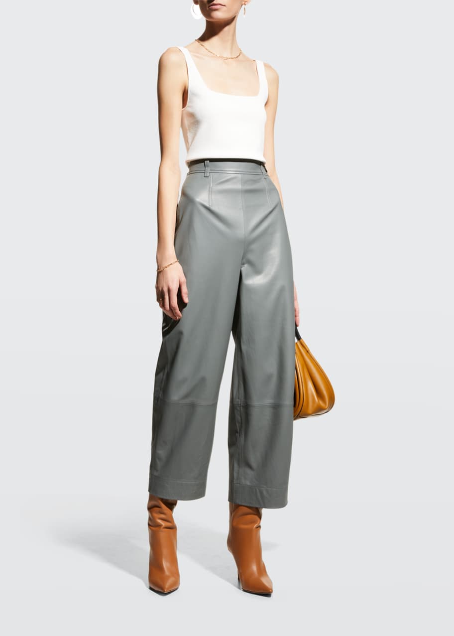 Leather Cropped Wide Leg Pants