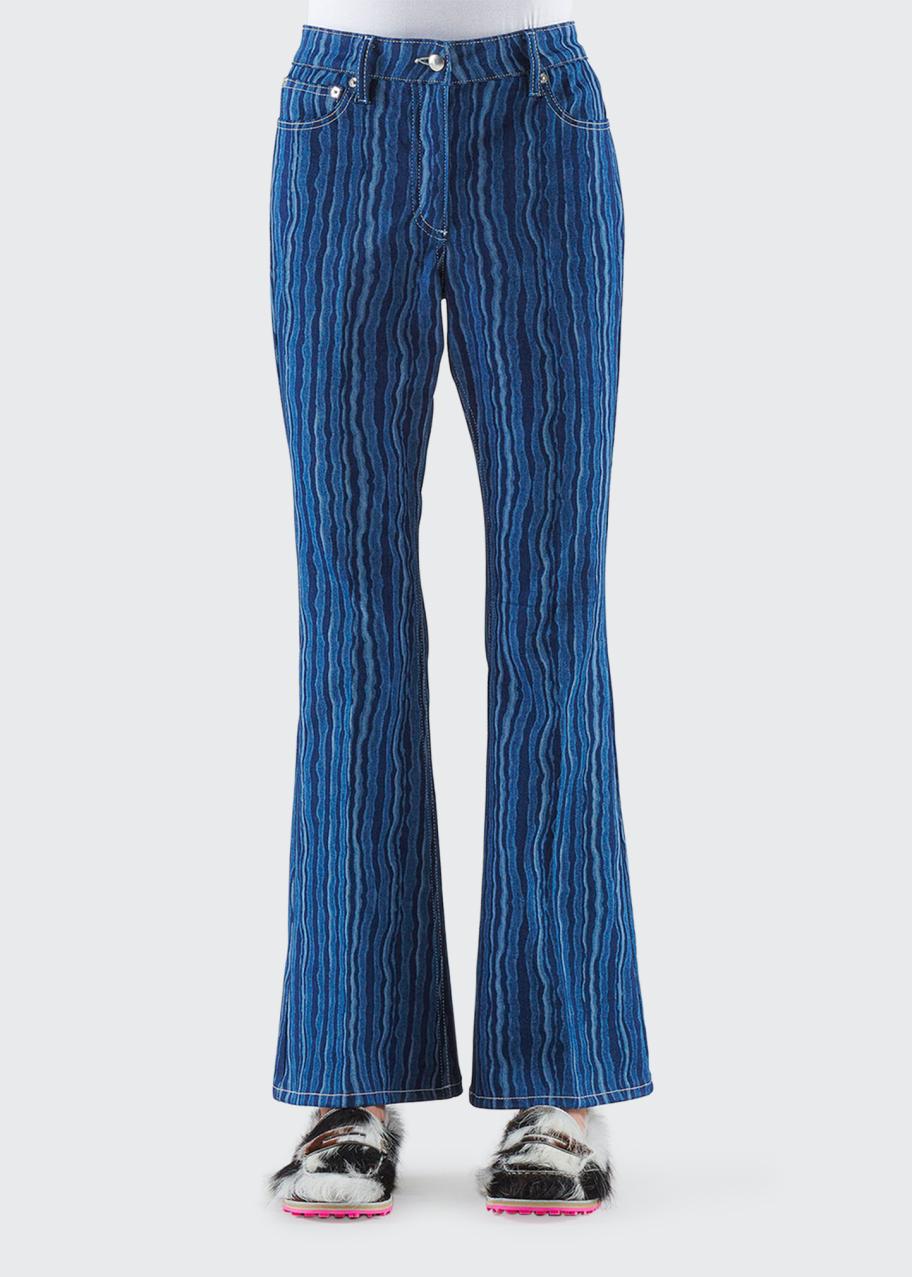 Marni Wave-Print Flare Ankle Denim Pants - Bergdorf Goodman