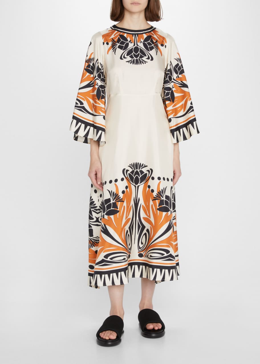 La DoubleJ Sorella Florence-Print Silk Twill Midi Dress - Bergdorf Goodman