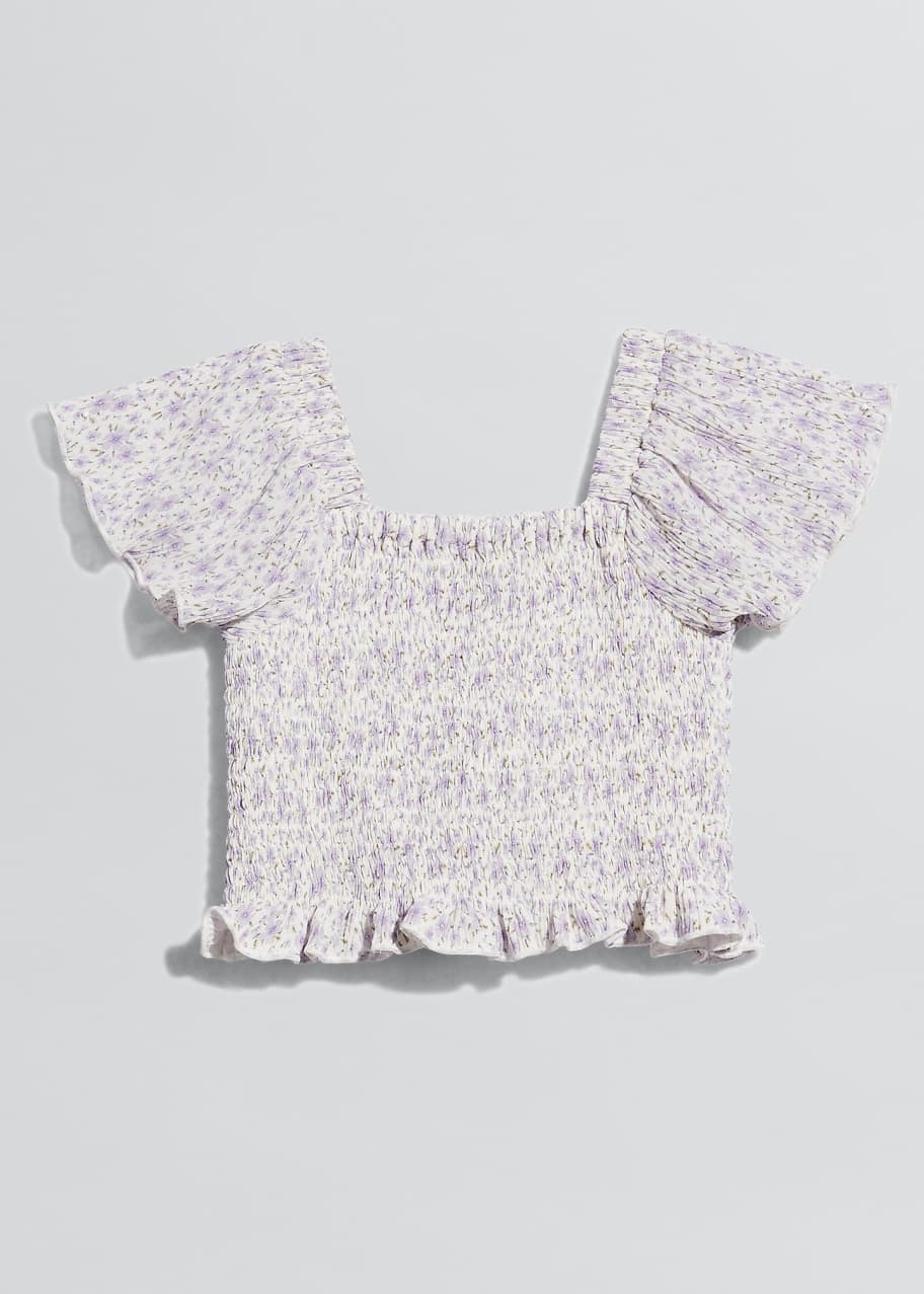 Flowers by Zoe Girl's Lav FloralPrint Smocked Top, Size 46 Bergdorf