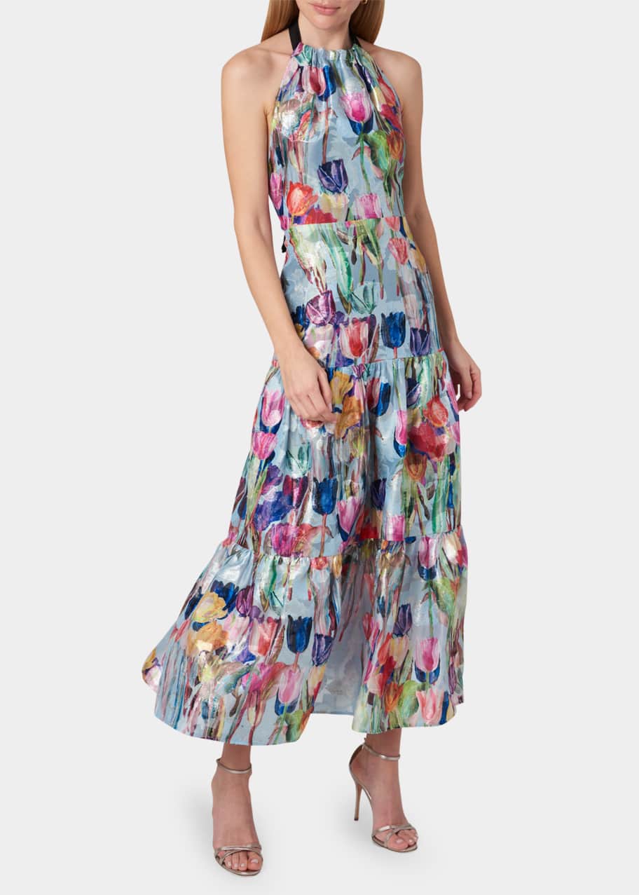 Milly Hayden Metallic Tulip Halter Dress - Bergdorf Goodman