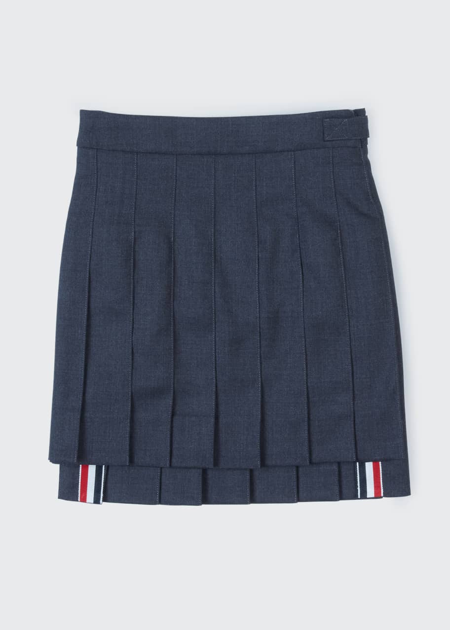 Thom Browne Girl's Dropped Back Pleated Mini Skirt, Size 6-12 ...