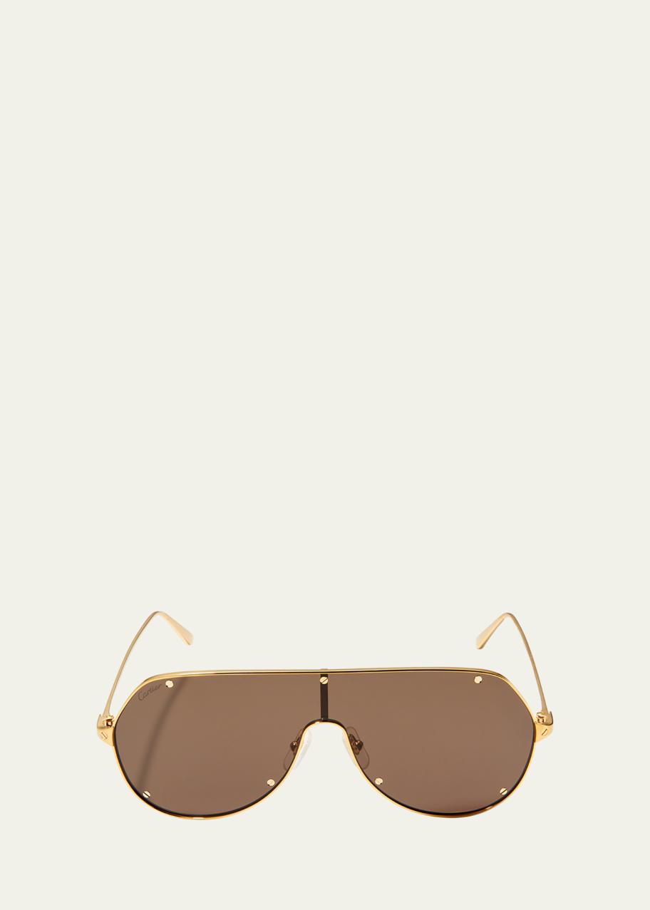 Cartier Shield Sunglasses CARTIER New Sunglasses Shield Gold Gold White C0023S 002 99  main image 4
