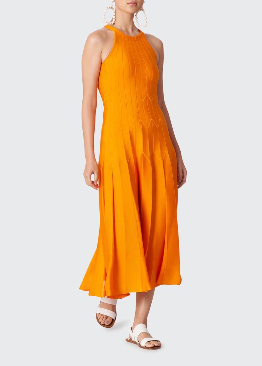 Carolina Herrera Sheer Godet-Skirt Midi Dress - Bergdorf Goodman