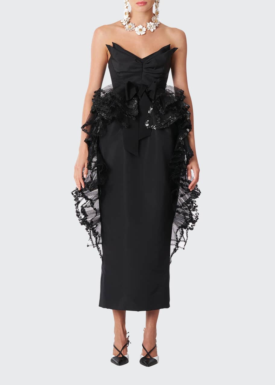 Carolina Herrera Embroidered Strapless Multi-Ruffle Column Dress - Bergdorf  Goodman