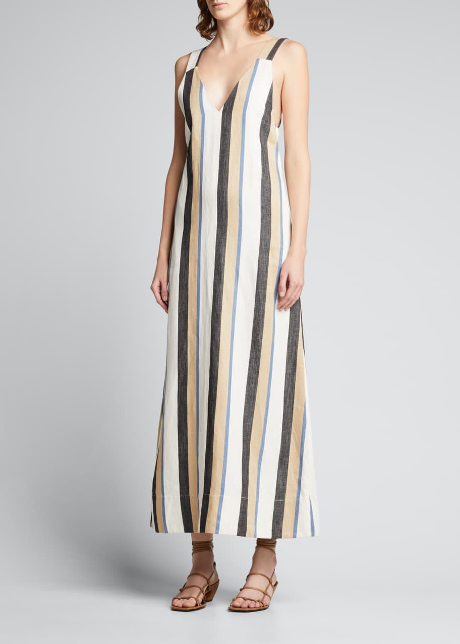 midi length linen dress Midi linen dress BOHOL in Green