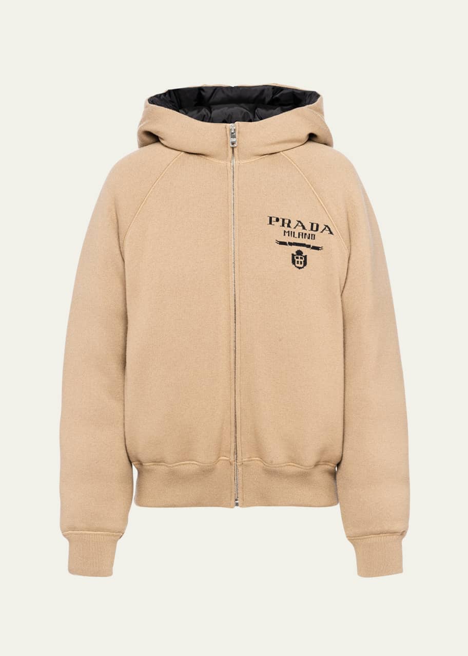 Prada Cashmere Hooded Sweatshirt with Logo Detail - Bergdorf Goodman