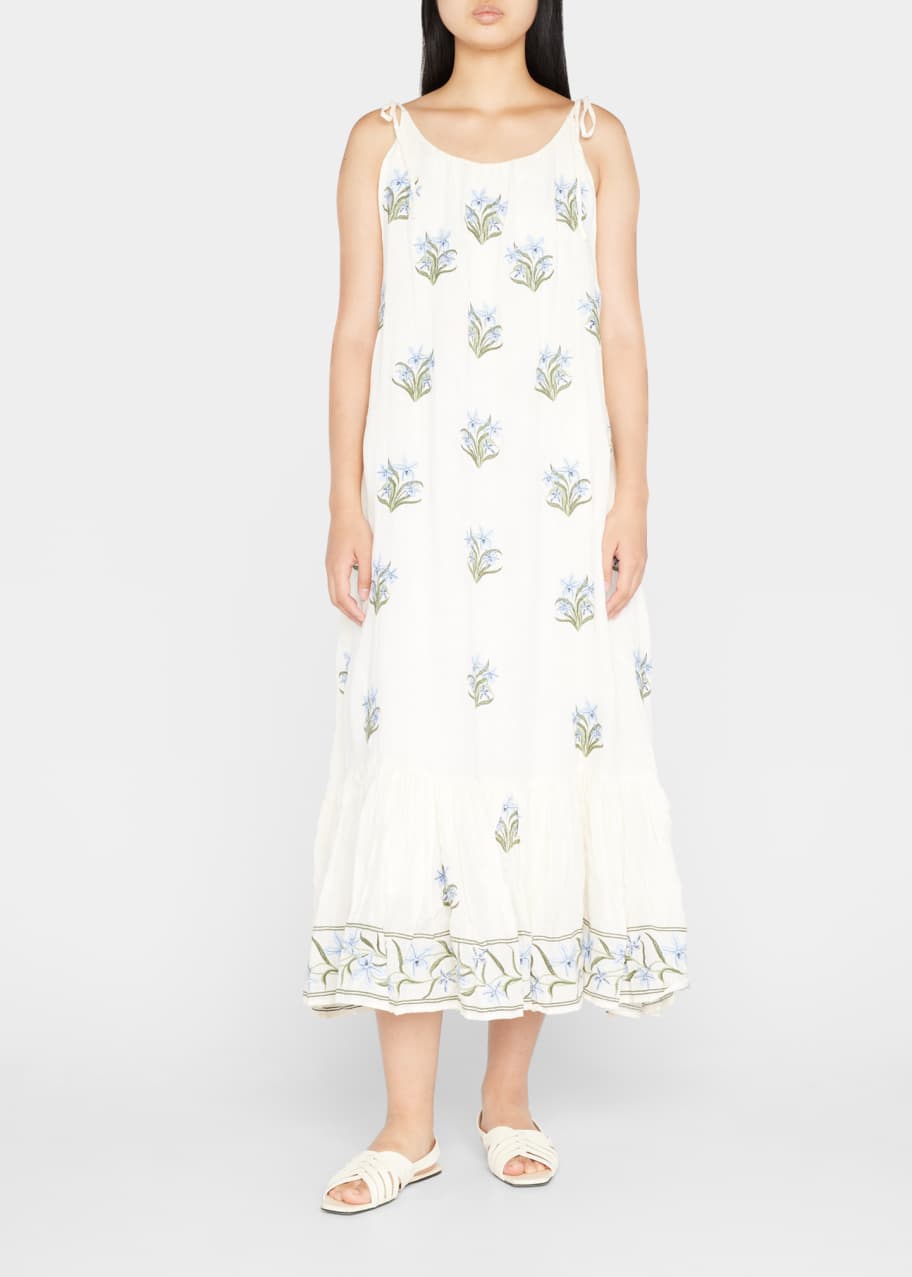 Agua by Agua Bendita Bossa Scoop-Neck Floral Midi Linen Dress - Bergdorf  Goodman