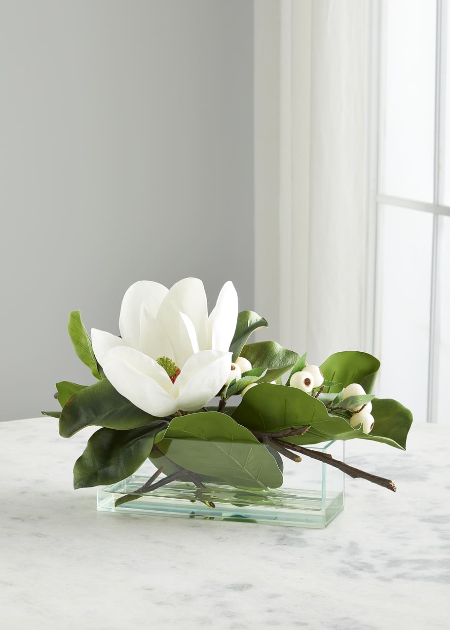 Image 1 of 1: Figs and Magnolia Faux-Floral Arrangement
