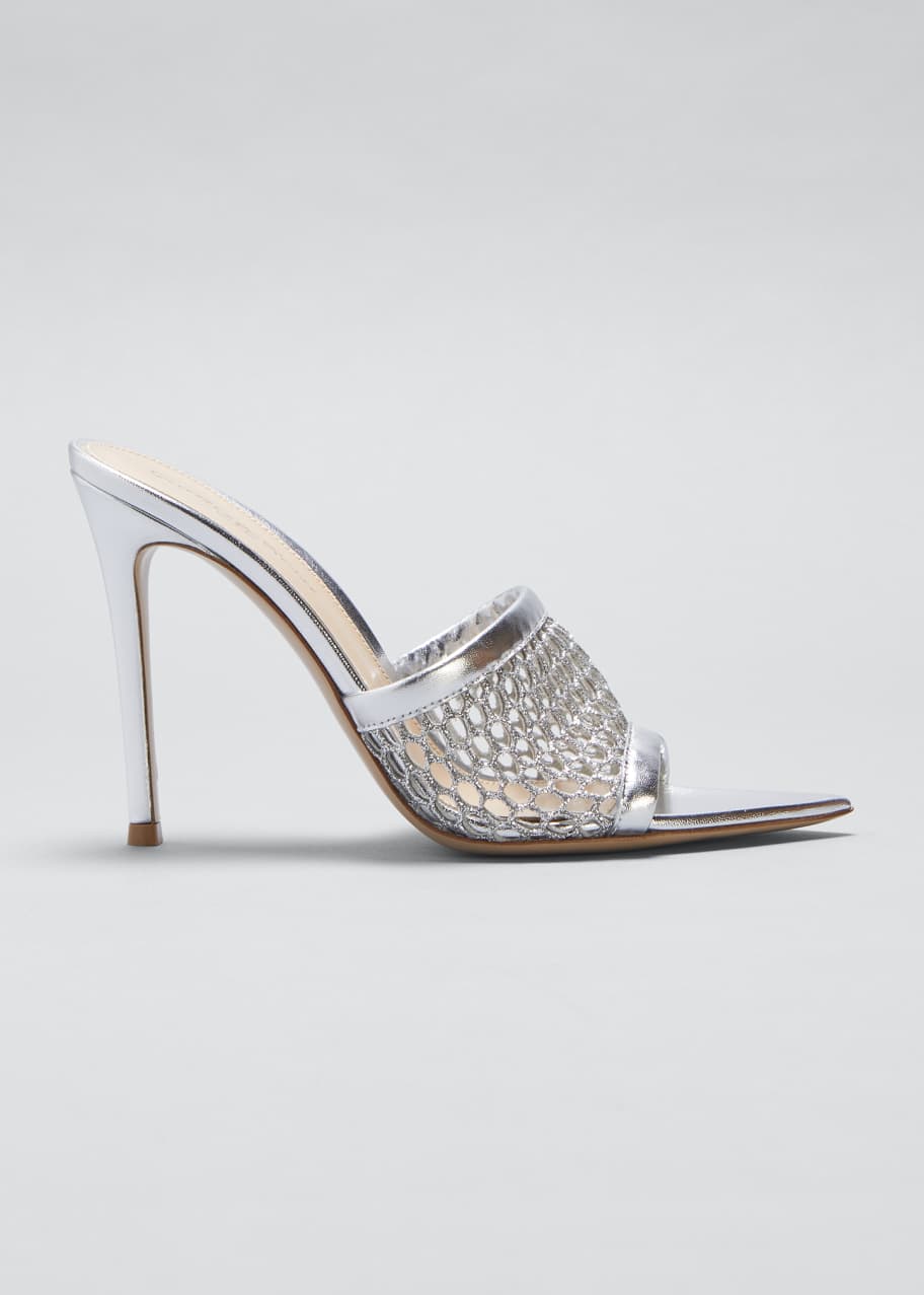Gianvito Rossi Alisa Mesh Glitter Stiletto Mules - Bergdorf Goodman