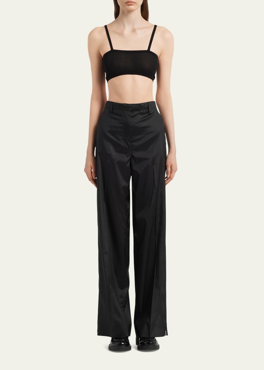 Prada Silk Straight-Leg Zip-Cuff Pants - Bergdorf Goodman