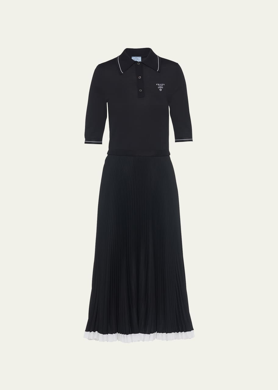 Prada Pleated Polo Midi Dress - Bergdorf Goodman