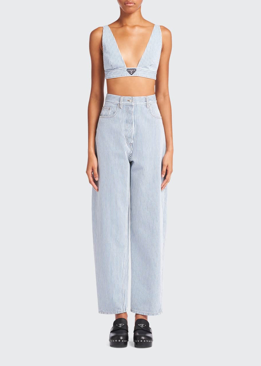 Striped denim cheap pants