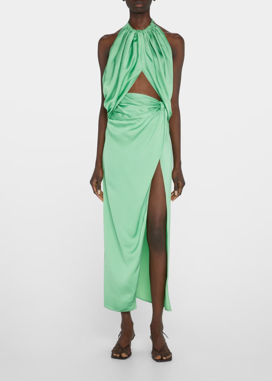 Anna Quan Elyse Draped Halter Midi Dress - Bergdorf Goodman