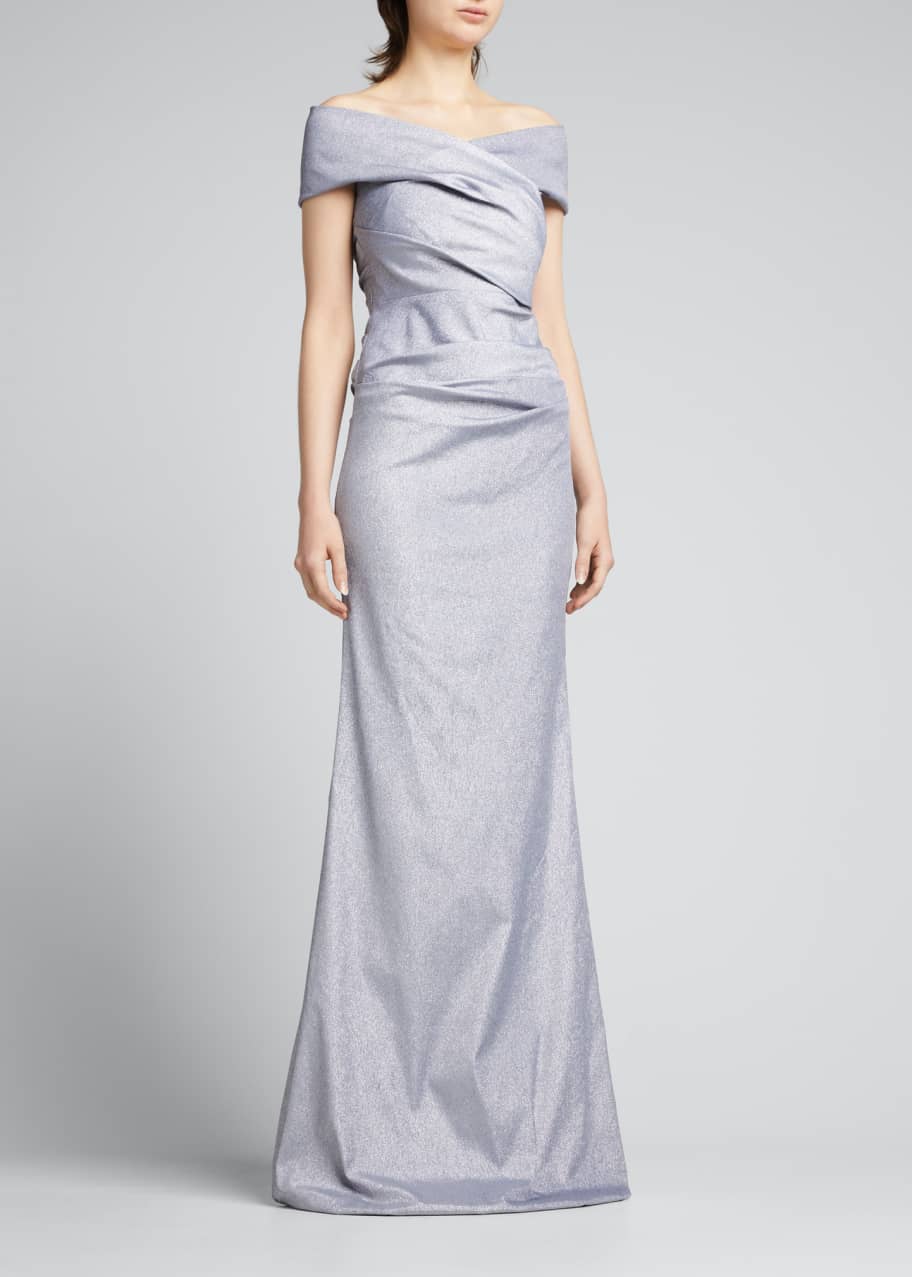 knee length dresses for ladies Ladivine CA113 Ruched Strapless Sweetheart Dress with Crystal Bust 12 / Antique Gold