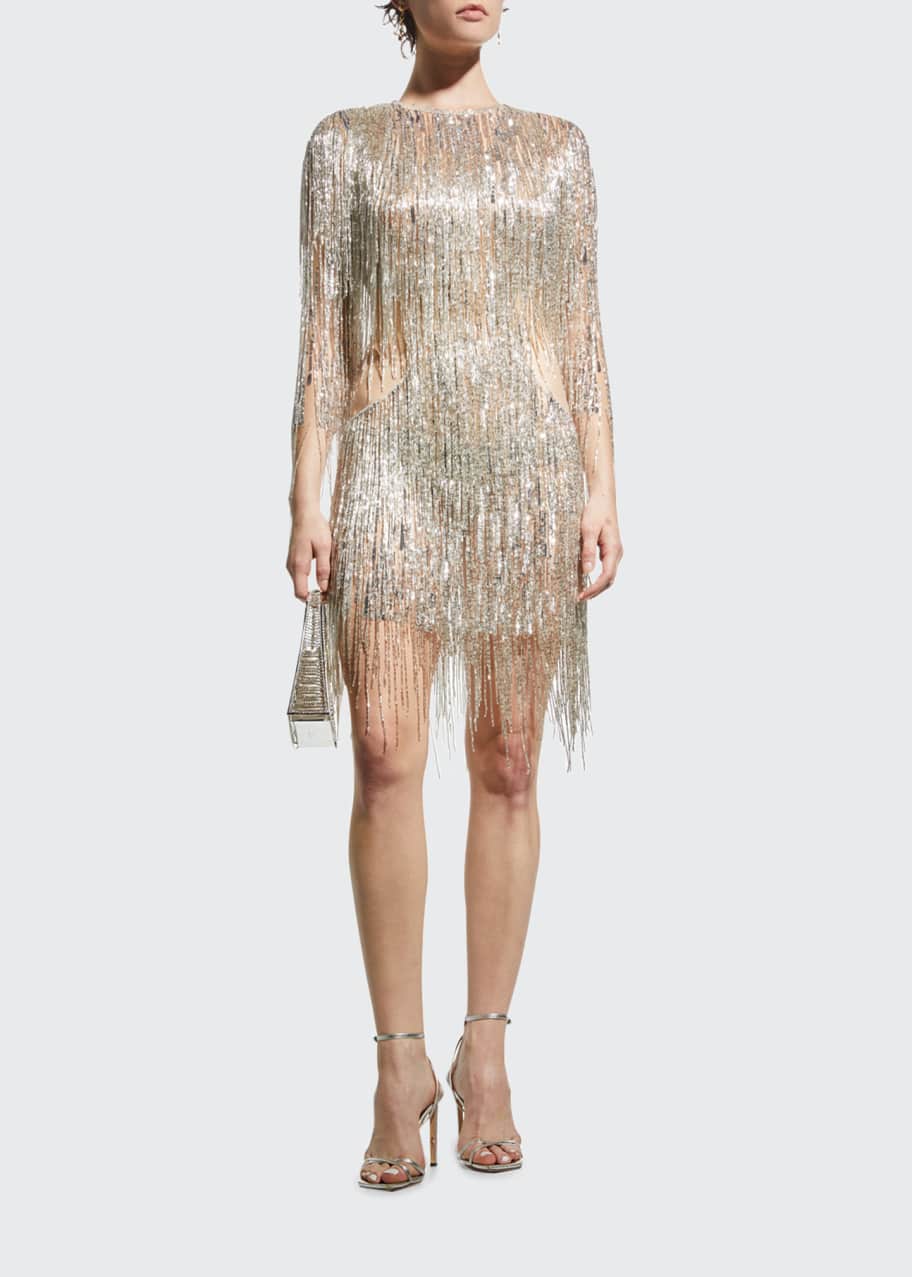 Naeem khan store fringe dress