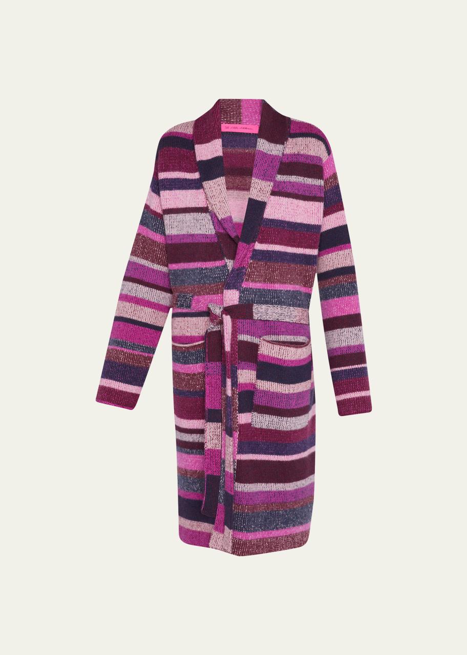 The Elder Statesman Stripe Belted Cashmere Robe - Bergdorf Goodman