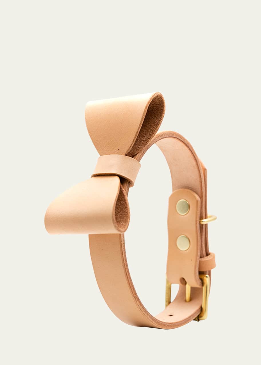 Image 1 of 1: Dog Bow Tie Leather Collar - Size L