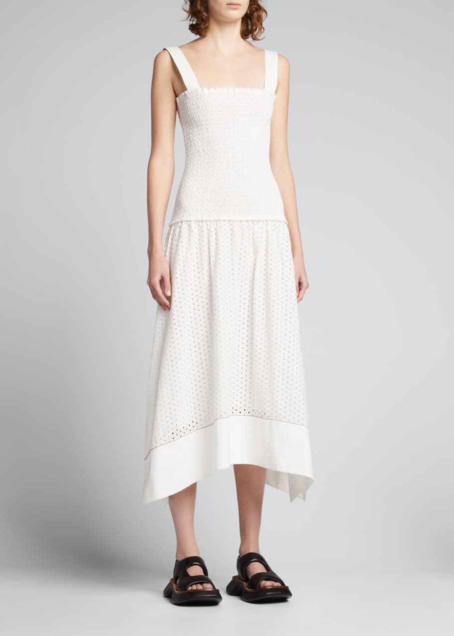 Proenza Schouler White Label Smocked Broderie Anglaise Dress - Bergdorf  Goodman
