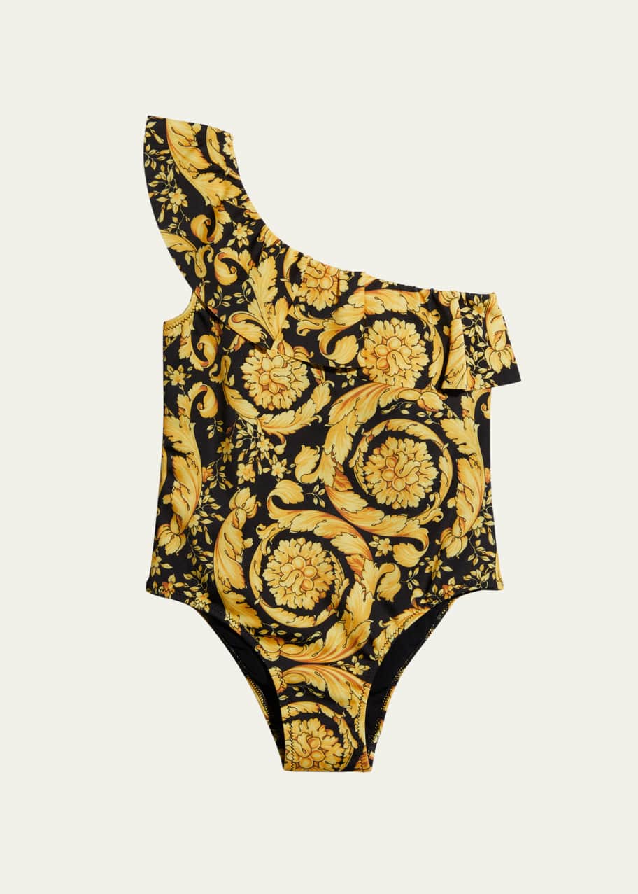 Image 1 of 1: Girl's Barocco One-Piece Swimsuit, Size 4-6