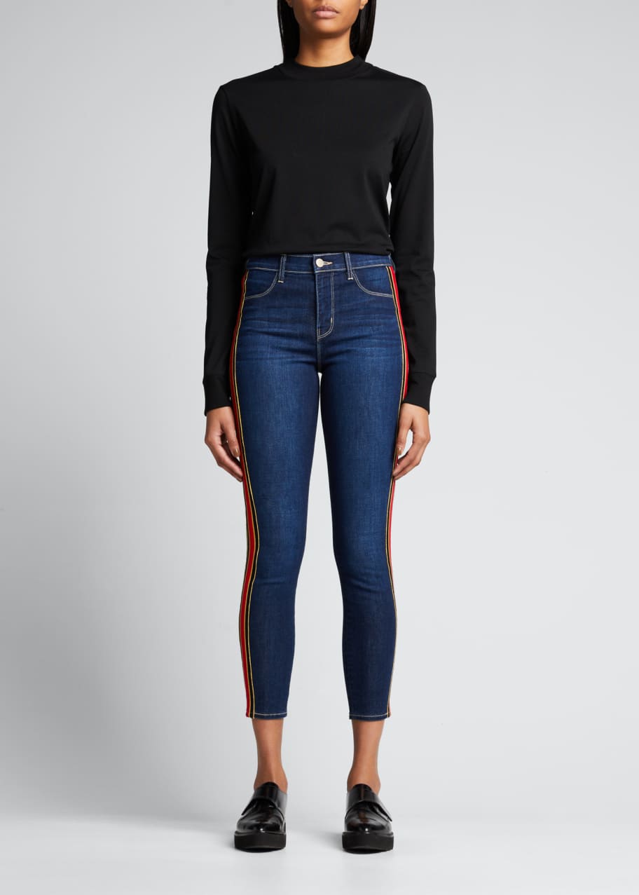 L'Agence Margot High-Rise Skinny Jeans w/ Side Tape Bergdorf Goodman