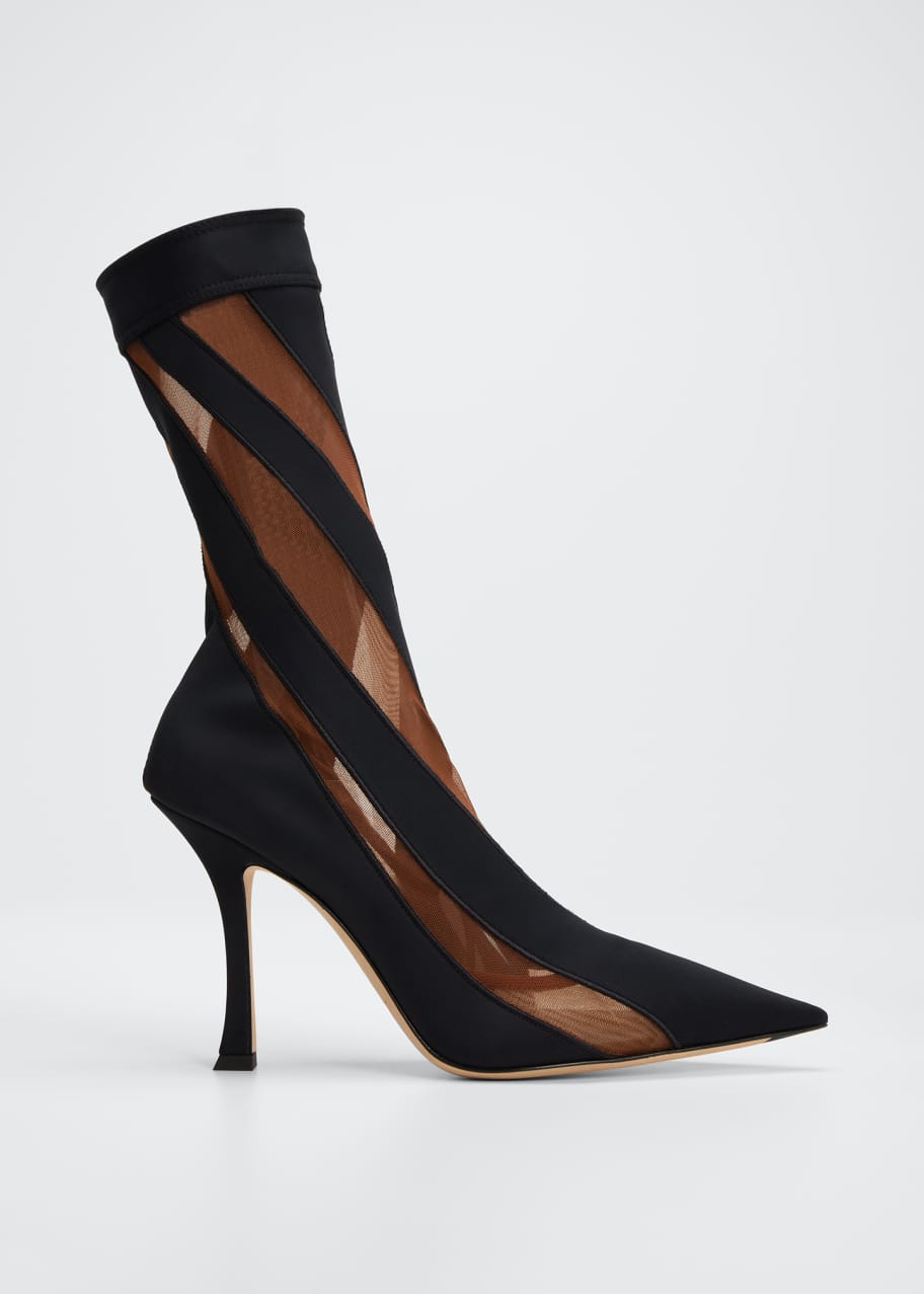 Jimmy Choo / Mugler x Mugler Stripe Mesh Sock Booties - Bergdorf