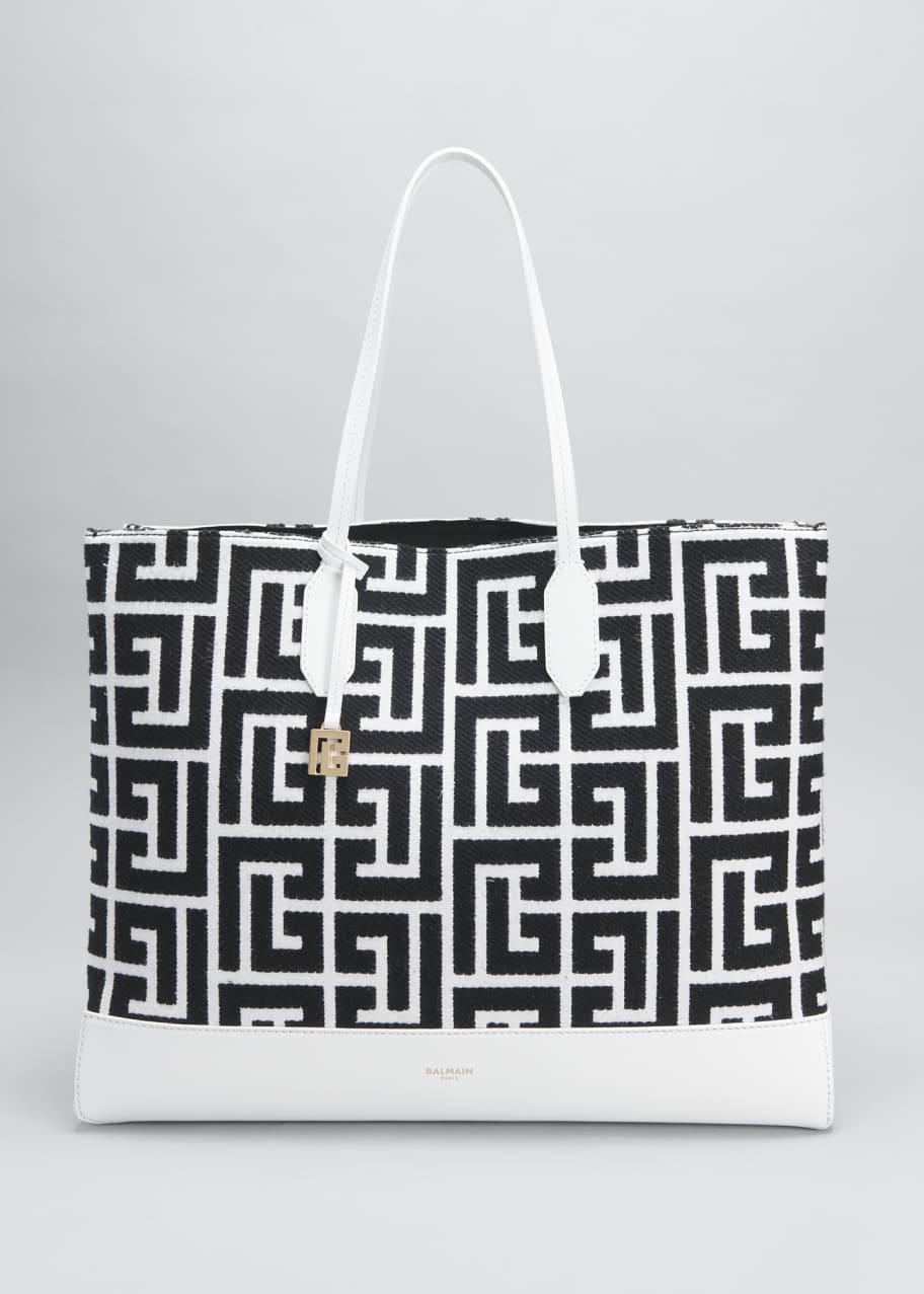 Balmain Monogram Jacquard Shopping Tote Bag Bergdorf Goodman
