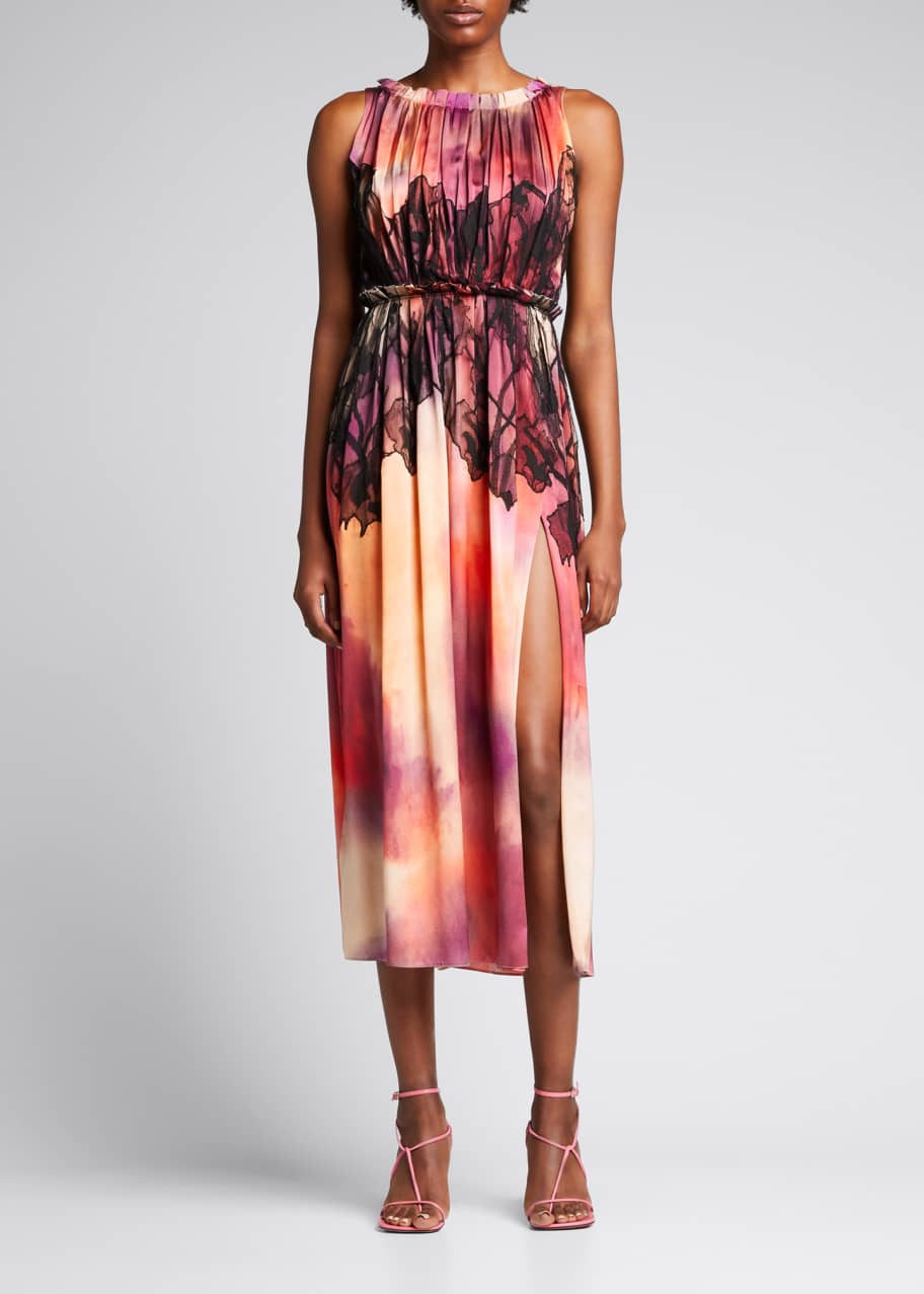 Jason Wu Collection Lace-Trim Pleated Silk Charmeuse Midi Dress - Bergdorf  Goodman