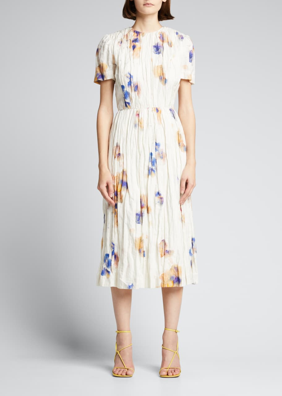 Jason Wu Collection Watercolor-Print Crinkle Silk-Cotton Midi Dress -  Bergdorf Goodman