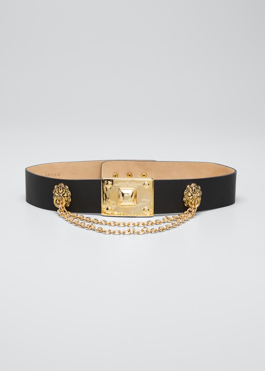 Streets Ahead Chain Leather Snap Belt - Bergdorf Goodman display picture 1