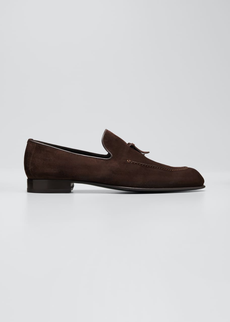 Brioni Men's Almond Flex Leather-Suede Loafers - Bergdorf Goodman