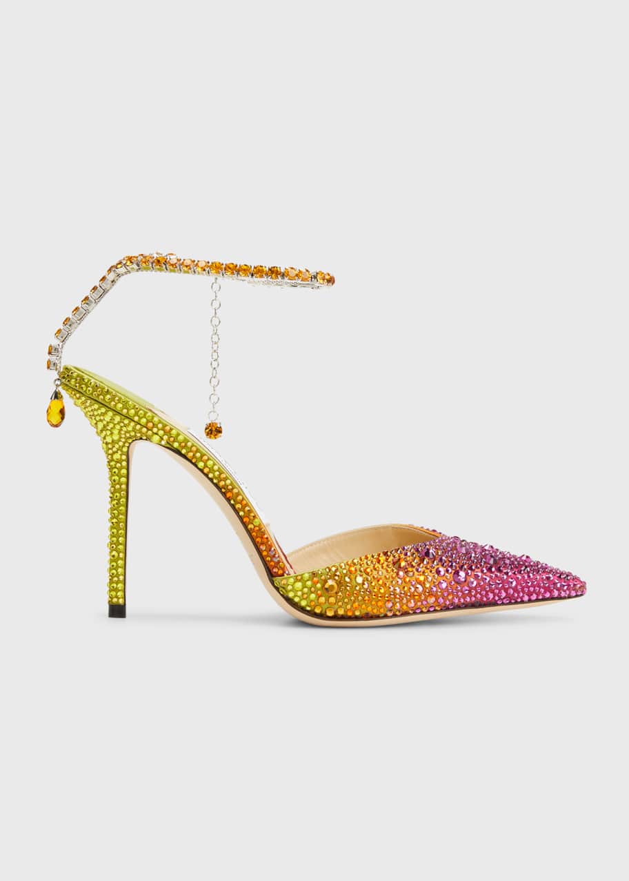新しいコレクション Saeda Choo Jimmy Ombre Bergdorf - Pumps Ankle-Strap Crystal 靴
