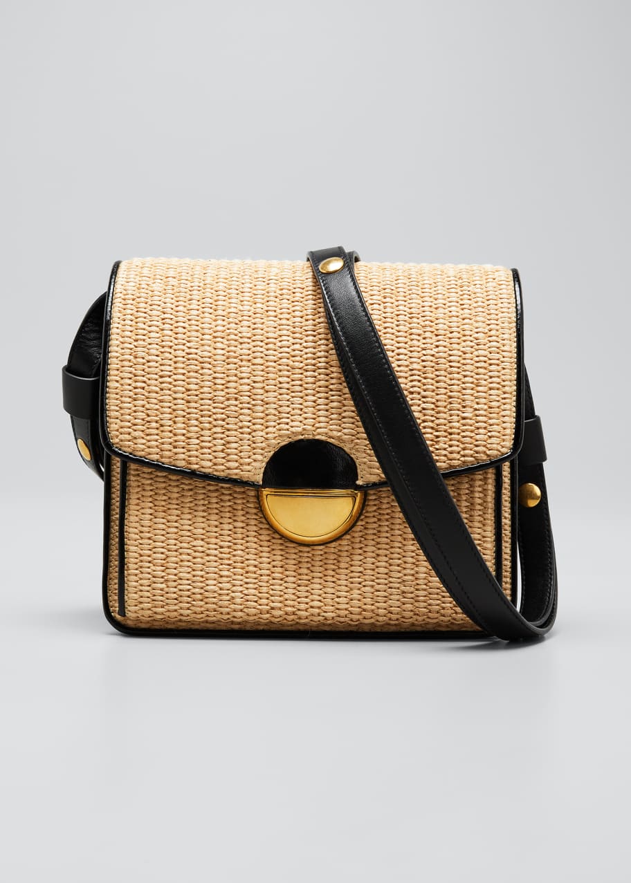 Image 1 of 1: Dia Raffia & Leather Shoulder Bag