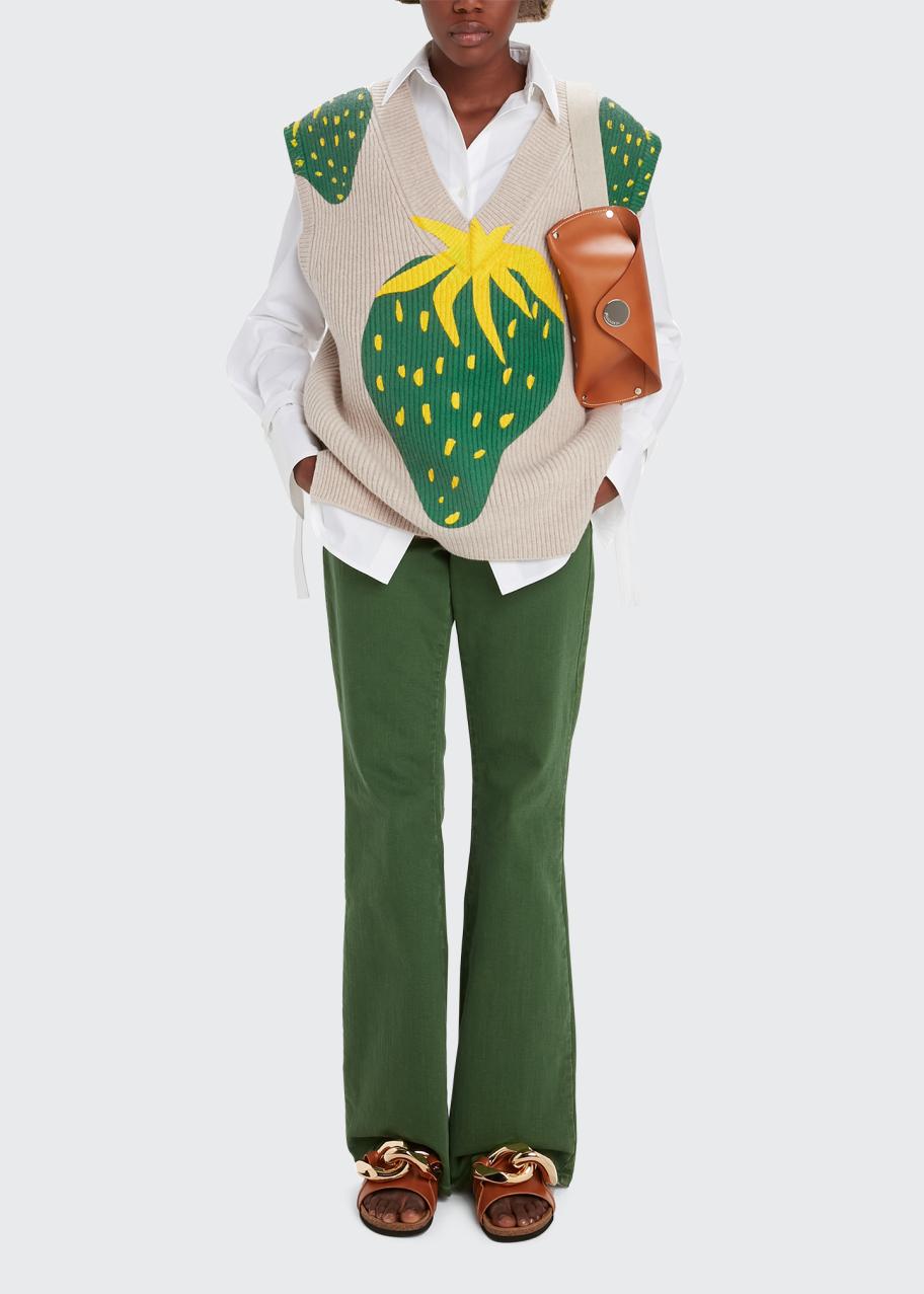 JW Anderson Strawberry-Print Wool V-Neck Vest - Bergdorf Goodman