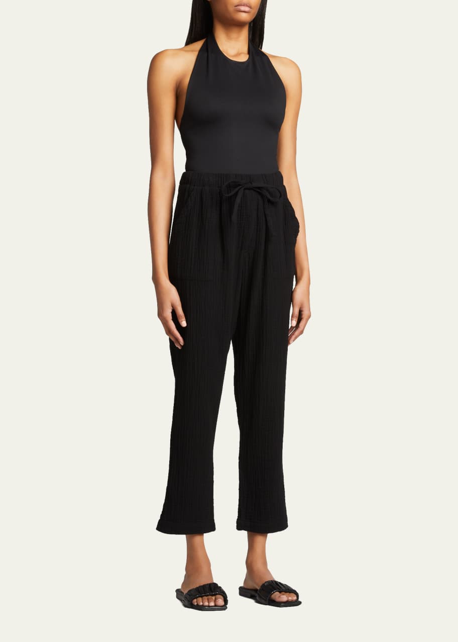 Monrow Drawstring Gauze Pants Bergdorf Goodman