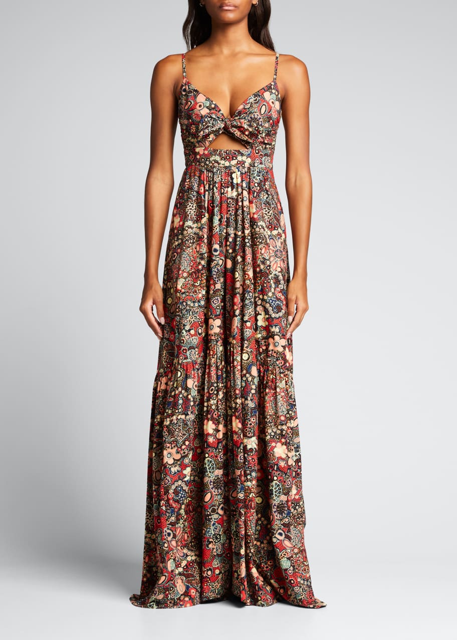 chinese dress ladies Laura Spaghetti Coconut Tree Maxi Dress