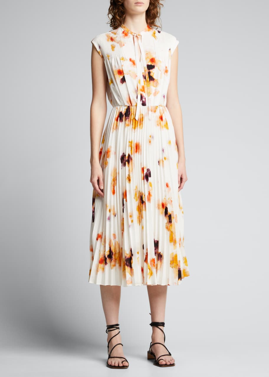 Jason Wu Collection Floral-Print Crepe Neck-Tie Pleated Dress - Bergdorf  Goodman