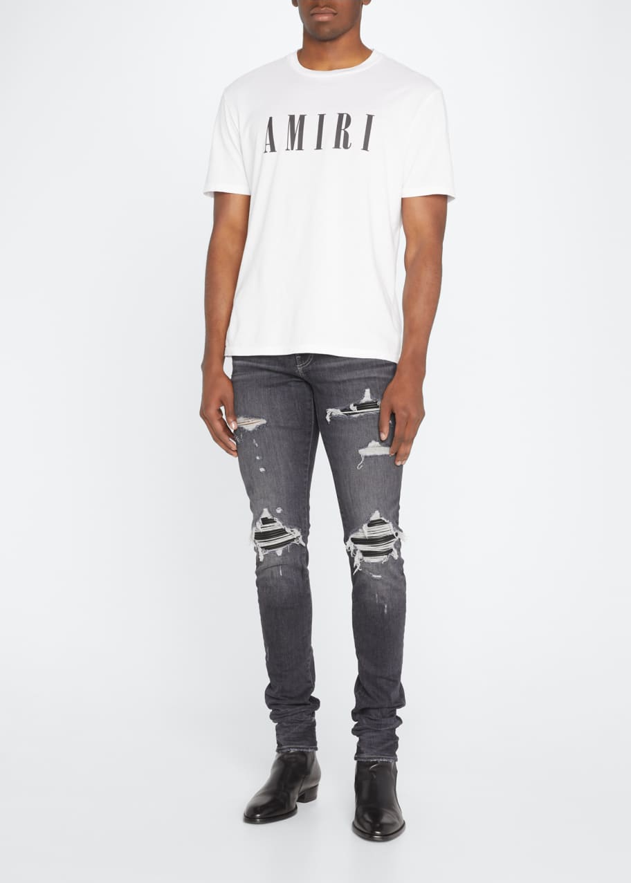 パンツ Amiri MX1 Leather Logo Jeans 30 Amiri Men's MX1 Leather-Patch Skinny Jeans | Neiman Marcus