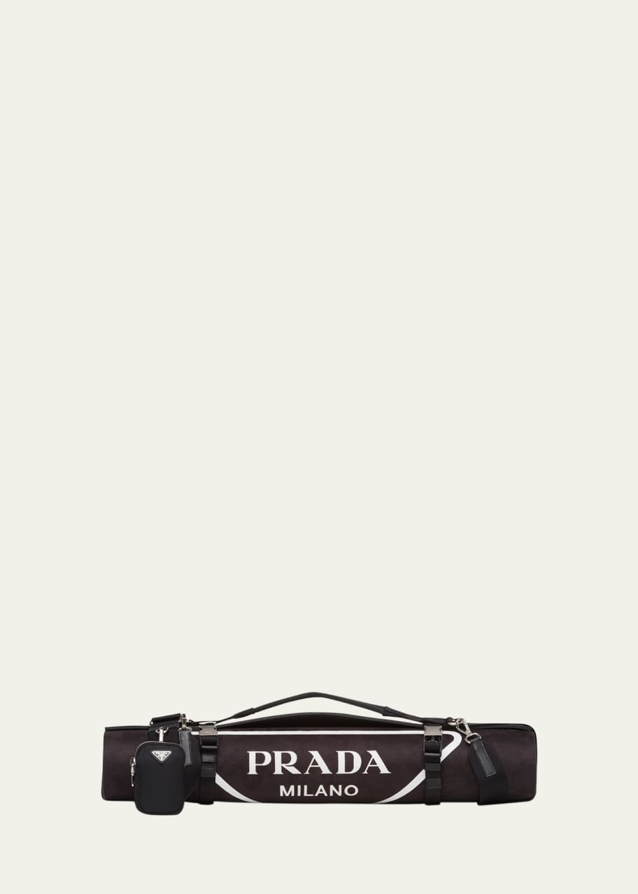 Black Logo-print yoga mat and carry strap, Prada