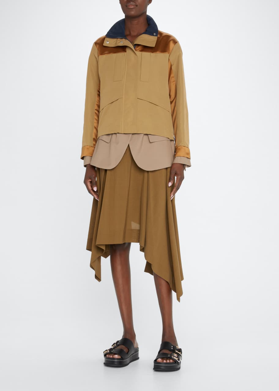【新品未使用】sacai WOMEN Grosgrain Mix Blouson SACAI Grosgrain-Mix Mock-Neck Jacket - Bergdorf Goodman
