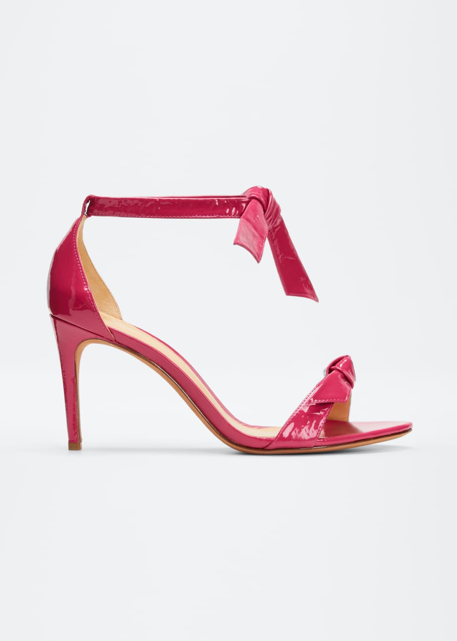 Alexandre Birman Clarita Patent Bow Ankle-Tie Sandals - Bergdorf Goodman