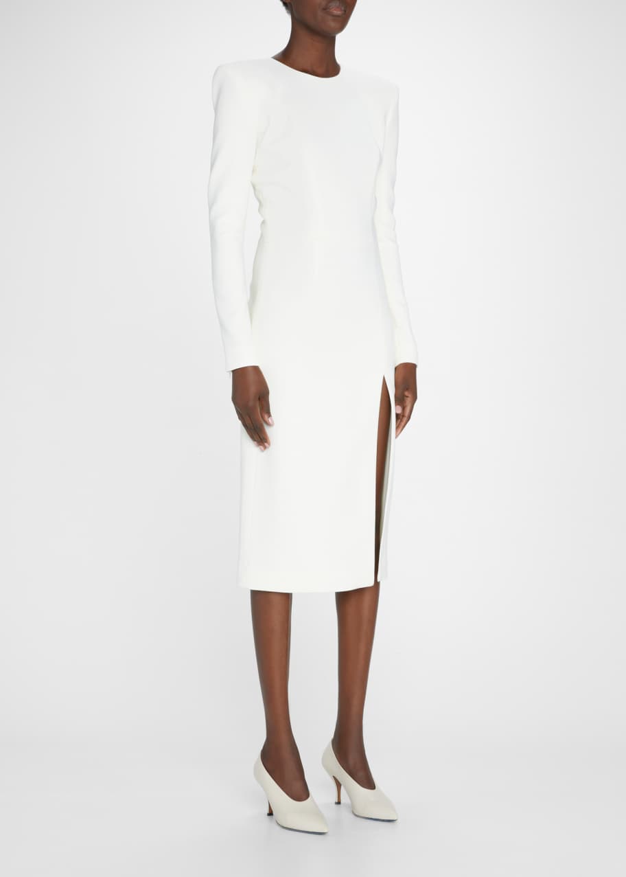 Sergio Hudson Signature Zip-Cuff Crepe Sheath Midi Dress w/ Belt - Bergdorf  Goodman
