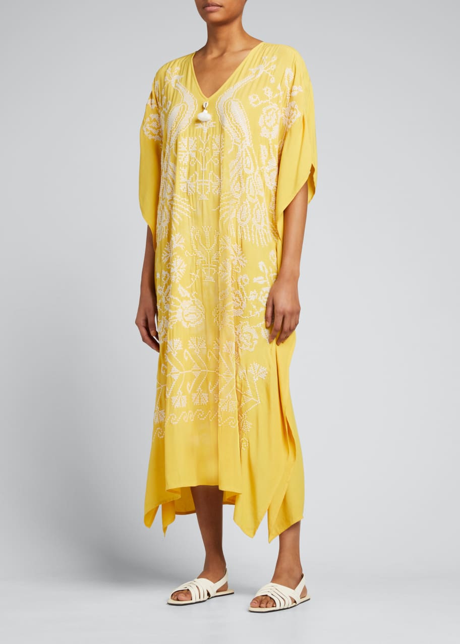 Figue Eliza Embroidered Tassel Midi Kaftan - Bergdorf Goodman